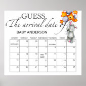 バニー赤ちゃんシャワー推定期日カレンダーポスター ポスター (正面)