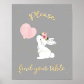バニー赤ちゃんシャワー見つけてくださいテーブルの看板 ポスター (正面)