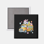 バニー運の復活祭の卵のバスケット マグネット (正面/裏面)