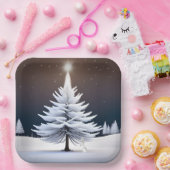 バニー霜の降りた付きクリスマスツリー ペーパープレート (パーティー)