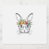 バニー顔かわいいイースターラビットフローラ眼鏡 スパークリングワインラベル (シングルラベル)