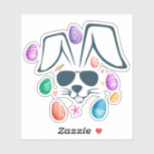 バニー顔とシェーズおもしろいイースターボーイズ男性キッズ シール (シート)