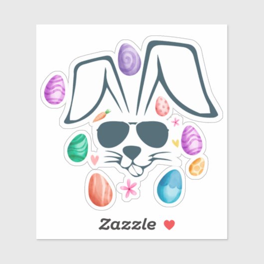 バニー顔とシェーズおもしろいイースターボーイズ男性キッズ シール (シート)