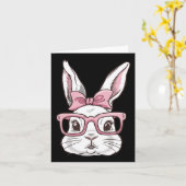 バニー顔とピンクサングルボウタイイースターデーギ カード (黄色い花)