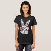 バニー顔とピンクサングルボウタイイースターデーギ Tシャツ (正面フル)