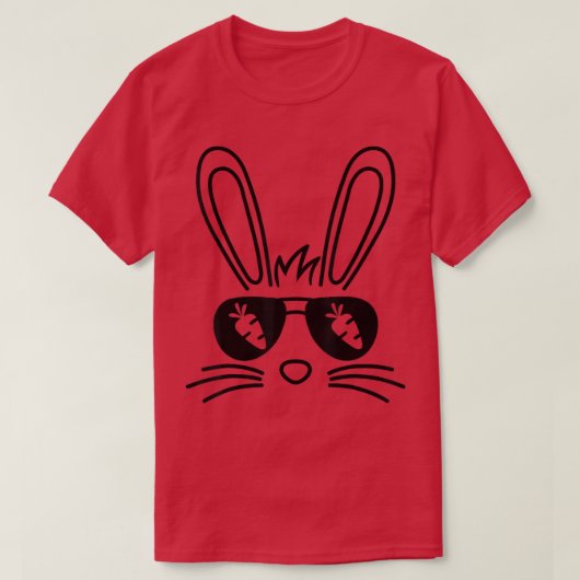 バニー顔イースターデイサングラスニンジン Tシャツ (デザイン正面)