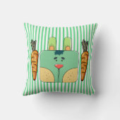 バニー顔ストライプオン – 緑パーソナライズされた(G) クッション (裏面)