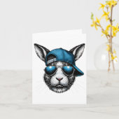 バニー顔ハットサングラスハッピーイースターデイボーイキッド1 カード (黄色い花)