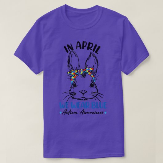 バニー顔パズル自閉症意識4月We Wea Tシャツ (デザイン正面)