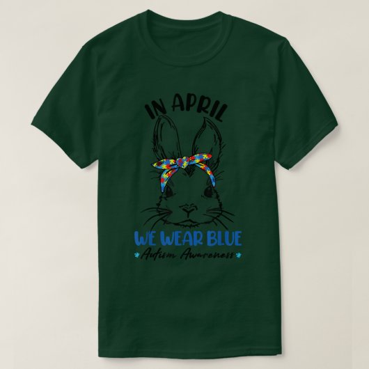 バニー顔パズル自閉症意識4月We Wea Tシャツ (デザイン正面)