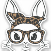 バニー顔ヒョウ眼鏡イースターデイガールズキッズ シール (正面)