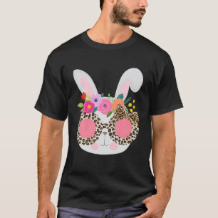 バニー顔レオパートプリントイースターバスケットスタッファー Tシャツ