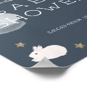 バニー飛んでいるスターズ雲赤ちゃんシャワー歓迎サイン ポスター (角)