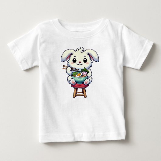 バニー食べウサギのラーメン ベビーTシャツ (正面)