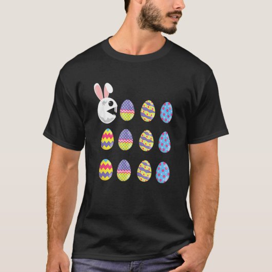 バニー食べハッピーイースター卵デイラビットイースターE Tシャツ (正面)