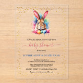 バニー魅力的エッグイースターベイビーシャワー アクリル招待状 (正面)
