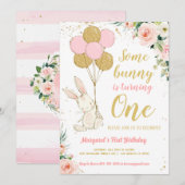 バニー1歳の誕生日 招待状 (正面/裏面)