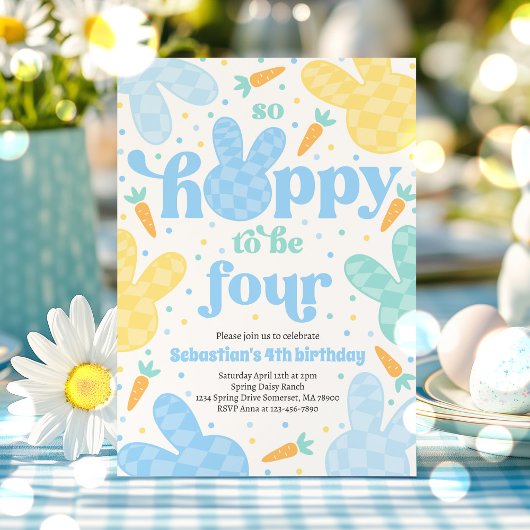 バニー4th誕生日パーティー春ボーイバニー誕生日 招待状