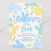 バニー5thバースデーパーティー春ボーイバニー誕生日 招待状 (正面/裏面)