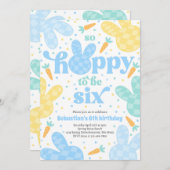 バニー6thバースデーパーティー春ボーイバニー誕生日 招待状 (正面/裏面)