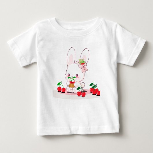 バニー&さくらんぼ:甘い調和コレクション!🍒🐰 ベビーTシャツ (正面)