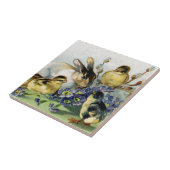 バニー、ひよこおよびサクラソウのヴィンテージイースター タイル (側面)