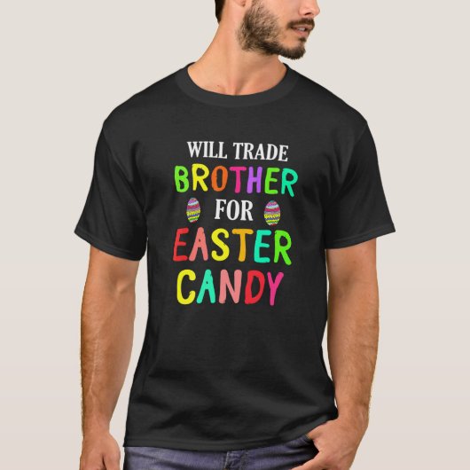 バニー・イースターがイースターキャンディEのために兄弟を交換する Tシャツ (正面)