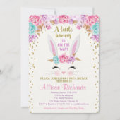 バニー・イースターの赤ちゃんシャワー招待少女 招待状 (正面)