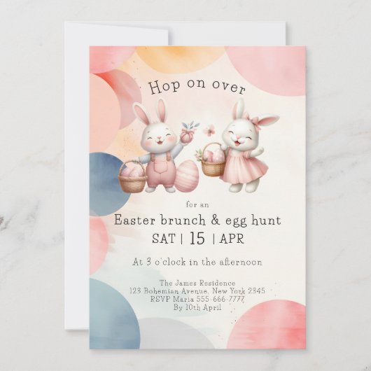 バニー・イースター・ブランチ&エッグ・狩り 招待状 (正面)