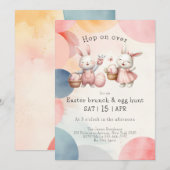 バニー・イースター・ブランチ&エッグ・狩り 招待状 (正面/裏面)
