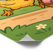 バニー・エッグを鶏から奪う | イースターおもしろいアニメ ポスター (角)