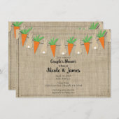 バニー&キャロツイースターブライダルカップルのシャワー 招待状 (正面/裏面)