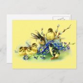 バニー&シックスヴィンテージスタイルイースターポストカード シーズンポストカード (正面/裏面)