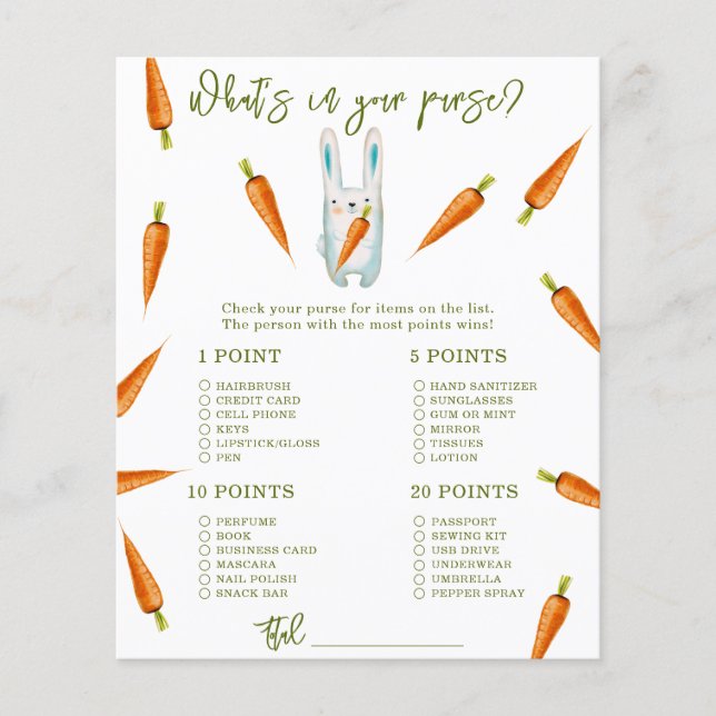 バニー – ハンドバッグの赤ちゃんシャワーの中の何 (正面)