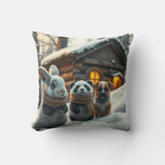 バニー、パンダ、人形を雪の枕とギフトに クッション (正面)