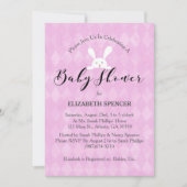 バニー ベイビーシャワー 紫のベイビーシャワー 招待状 (正面)