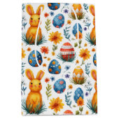 バニー、卵&花 – イースター ミディアムペーパーバッグ (正面)