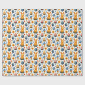 バニー、卵&花 – イースター ラッピングペーパー (フラット)