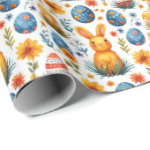 バニー、卵&花 – イースター ラッピングペーパー (ロールコーナー)