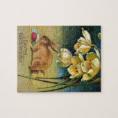 バニー、卵、雪だるま、ヴィンテージ1910 ジグソーパズル (横)