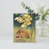 バニー、卵、雪だるま、ヴィンテージ1910 ポストカード (スタンド正面)