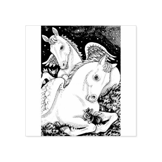 バニー&子馬エンジェル、ウィムシーイースターゴムスタンプ ラバースタンプ (インプリント)