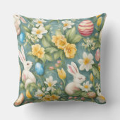 バニー、春の花、イースターエッグ。絵画の アウトドアクッション (裏面)