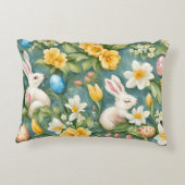 バニー、春の花、イースターエッグ。絵画の アクセントクッション (裏面)