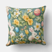バニー、春の花、イースターエッグ。絵画の クッション (裏面)