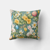 バニー、春の花、イースターエッグ。絵画の クッション (裏面)