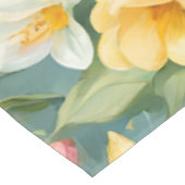 バニー、春の花、イースターエッグ。絵画の テーブルクロス (アングル)