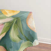 バニー、春の花、イースターエッグ。絵画の テーブルクロス (インサイチュ)