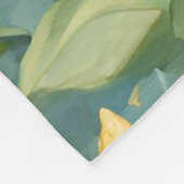 バニー、春の花、イースターエッグ。絵画の フリースブランケット (角)