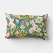 バニー、春の花、イースターエッグ。絵画の ランバークッション (裏面)